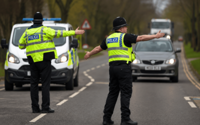 Police stopping traffic for a road traffic incident